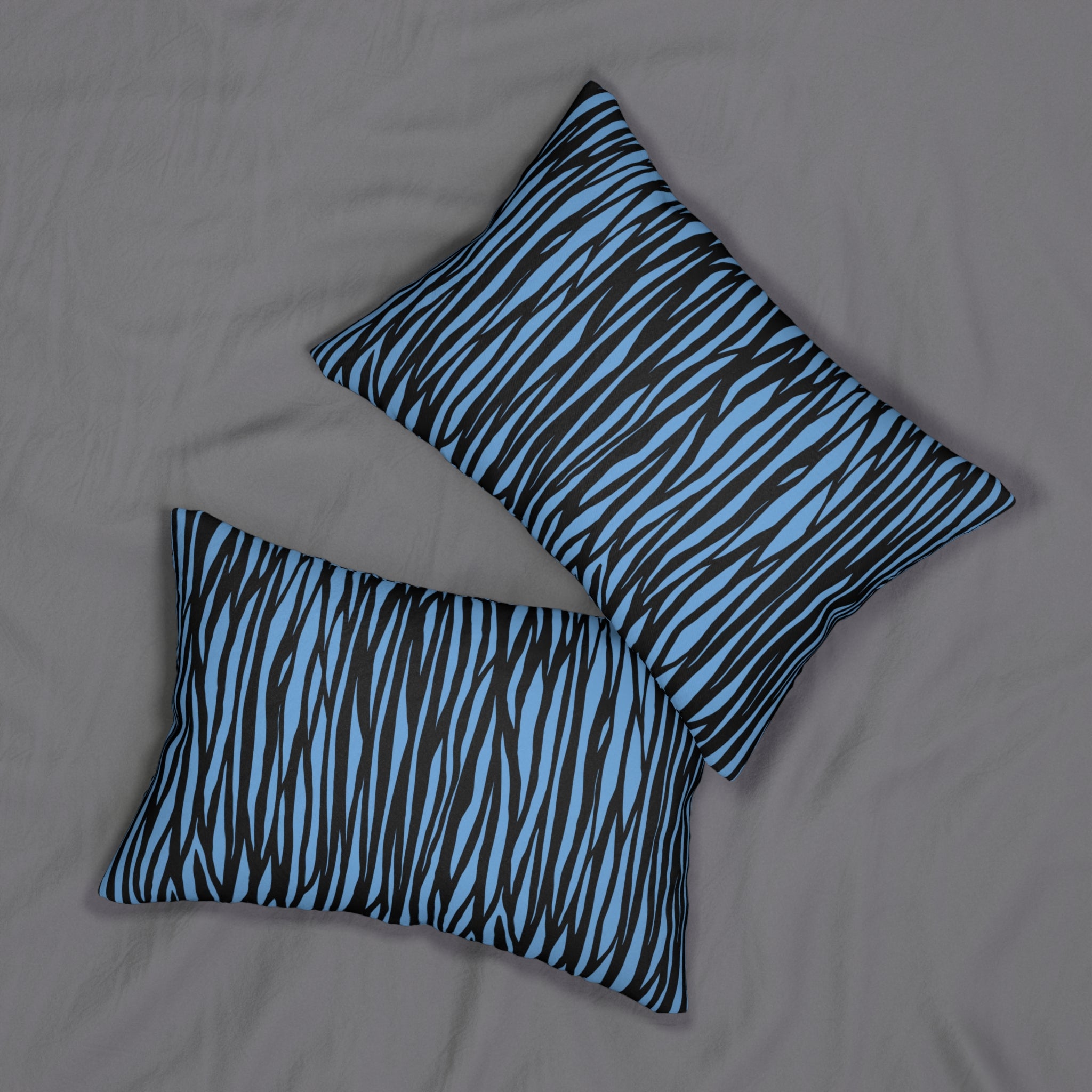 Blue Stripe Spun Polyester Lumbar Pillow - Stylish Home Decor Accent